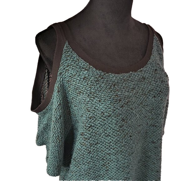 BCBGeneration Womens Top Teal Knit Sweater Blouse Cold Shoulder Size Medium - Picture 6 of 16